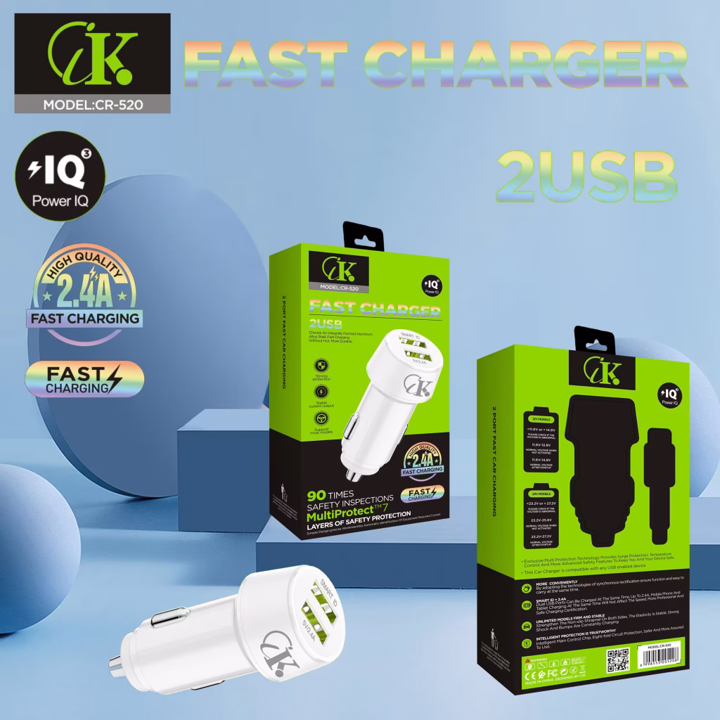 Chargeur Rapide CIK CR-520 avec double port USB et Type-C 35W